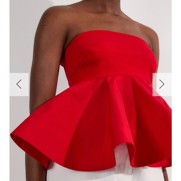 Karen Millan Ruffle Hem Ponte And Cotton Jersey Tube Top - Picture 2 of 6